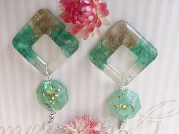 boucles d'oreilles fantaisies vertes